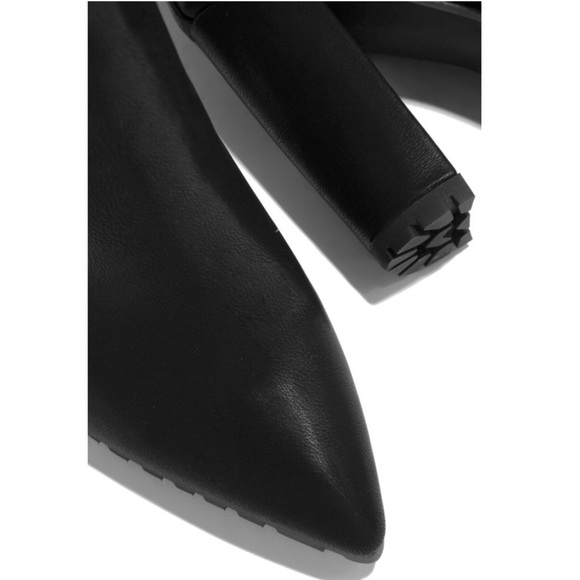 Black Ankle High Block Chunky Heel Booties - Picture 5 of 14